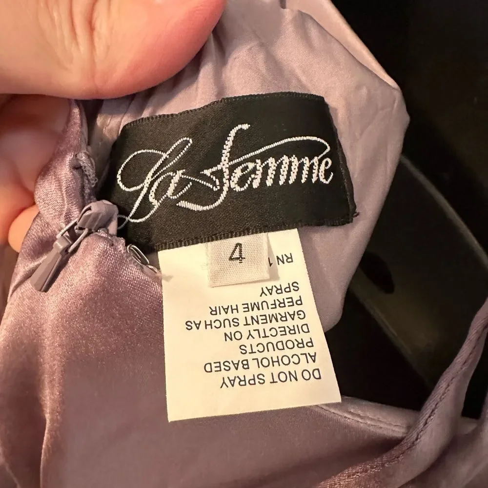 La Femme Lavender/Gray Spaghetti Strap V Neck Dress Size 4 NWT - Picture 5 of 14